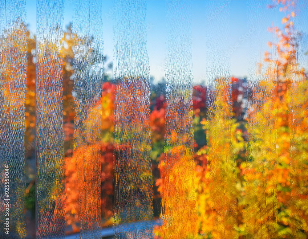 Blurred Autumn Colors Frosted Window View of Distant Foliage in Soft Focus Blurred Autumn Colors Frosted Window View of Distant Foliage in Soft Focus
