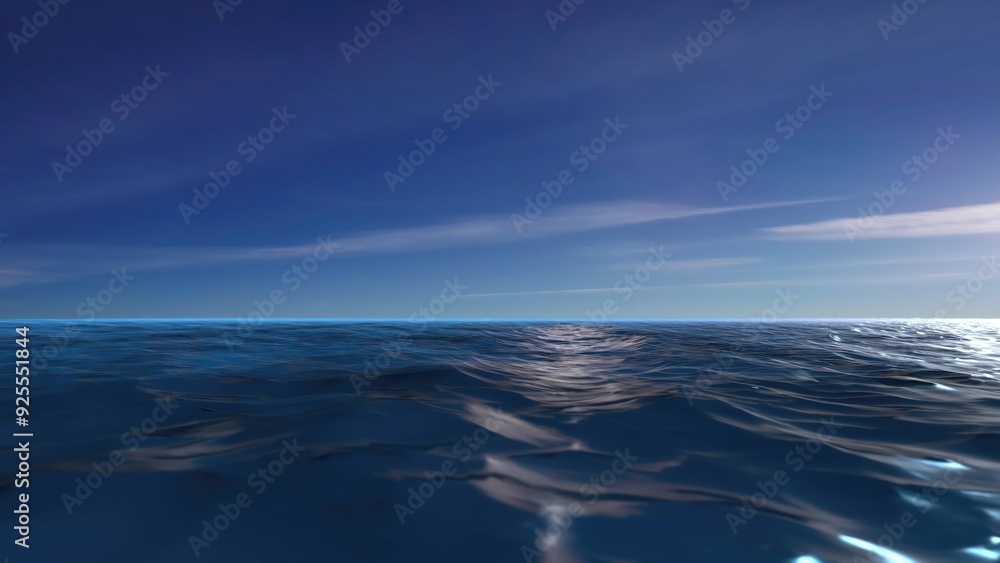 View of the calm waters of the Pacific Ocean during a warm summer sunset View of the calm waters of the Pacific Ocean during a warm summer sunset