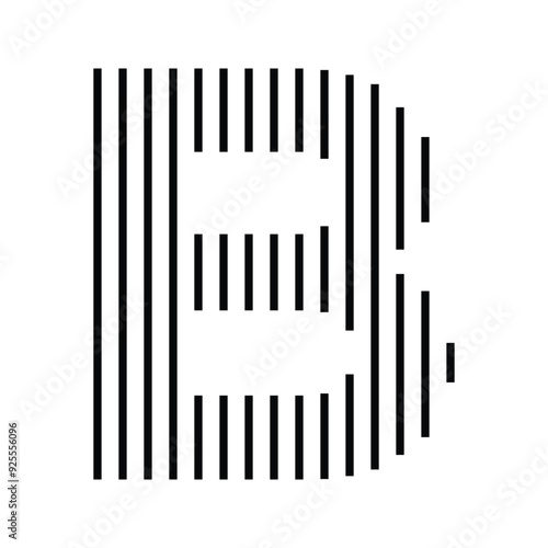 Letter B Logo with Vertical Striped Line Pattern