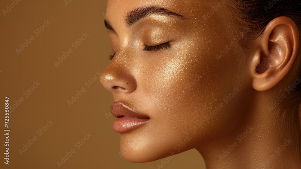 Close-up of a woman with a glowing complexion and closed eyes during a beauty treatment session in a tranquil setting Close-up of a woman with a glowing complexion and closed eyes during a beauty treatment session in a tranquil setting