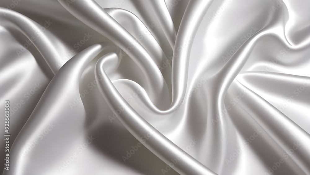 Obraz premium White rippled satin silk fabric. background texture.