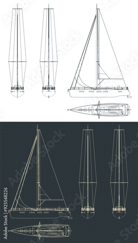 Sailing yacht technical drawings