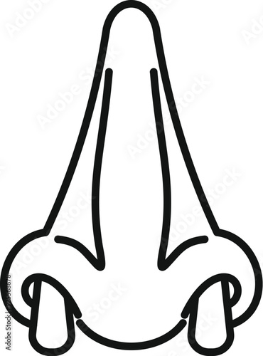 Simple line drawing of a human nose with snot dripping, ideal for health or medical topics