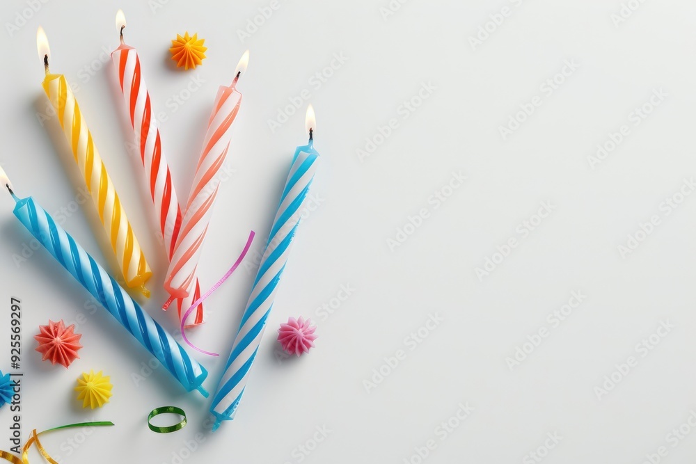 A Set Of Colorful Birthday Candles Isolated On A White Background, Ready For Celebration A Set Of Colorful Birthday Candles Isolated On A White Background, Ready For Celebration