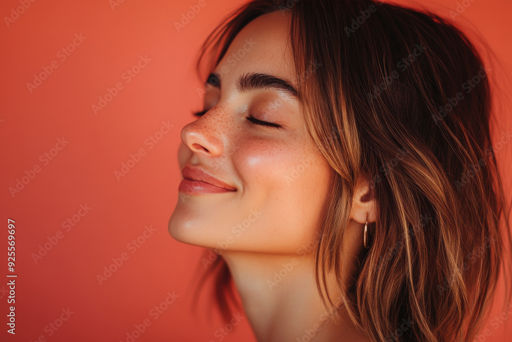 A close up of a woman's face with tattoos and her eyes closed A close up of a woman's face with tattoos and her eyes closed