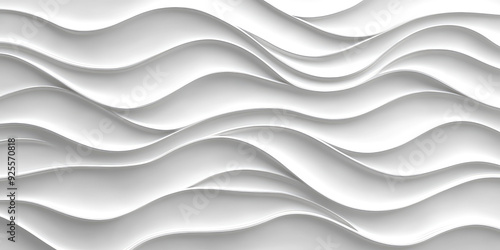 Fototapeta Naklejka Na Ścianę i Meble -  3D illustration texture of white pattern waves light and shadow. Wall decorative panel