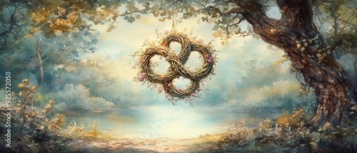 Wallpaper Mural Endless Knot Nature's Embrace Buddhism Religion Spiritual Symbol Torontodigital.ca