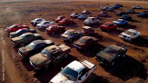 Wallpaper Mural Aerial View of Abandoned Used Cars: Chaotic Parking from Above Torontodigital.ca