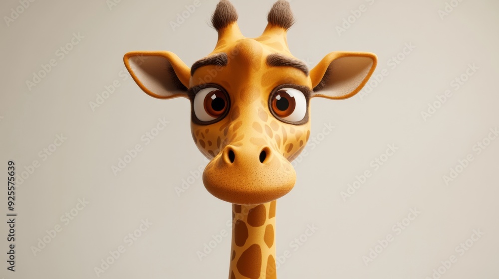 A cartoon giraffe with a big nose and a big mouth. The giraffe is looking at the camera A cartoon giraffe with a big nose and a big mouth. The giraffe is looking at the camera