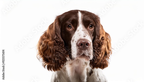 イングリッシュ・スプリンガー・スパニエルのポートレート（English Springer Spaniel portrait on white background）
 photo