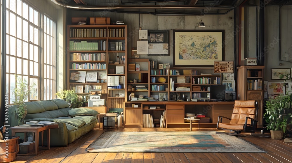 Detailed 3D Rendering of an Acclaimed Anime Studio s Creative Workspace Detailed 3D Rendering of an Acclaimed Anime Studio s Creative Workspace