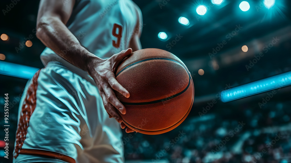 A basketball player holding a ball before a game. A basketball player holding a ball before a game.