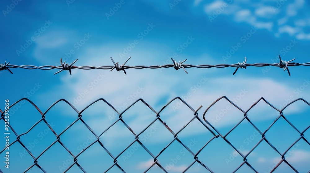 A close-up of a chain-link fence with barbed wire on top, representing boundaries and protection. A close-up of a chain-link fence with barbed wire on top, representing boundaries and protection.