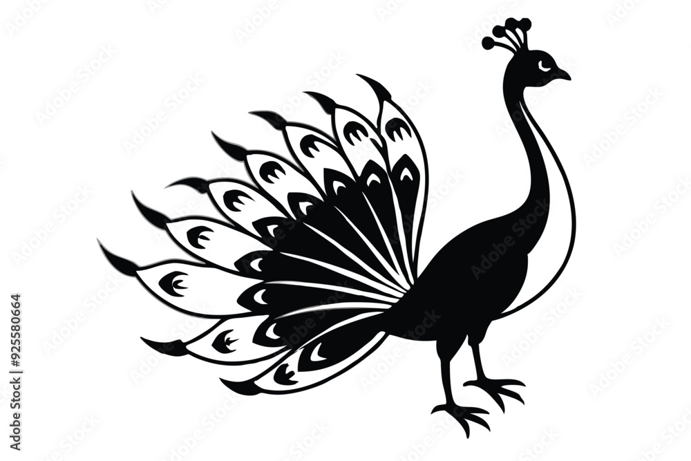 Fototapeta premium peacock style rangoli design vector silhouette 