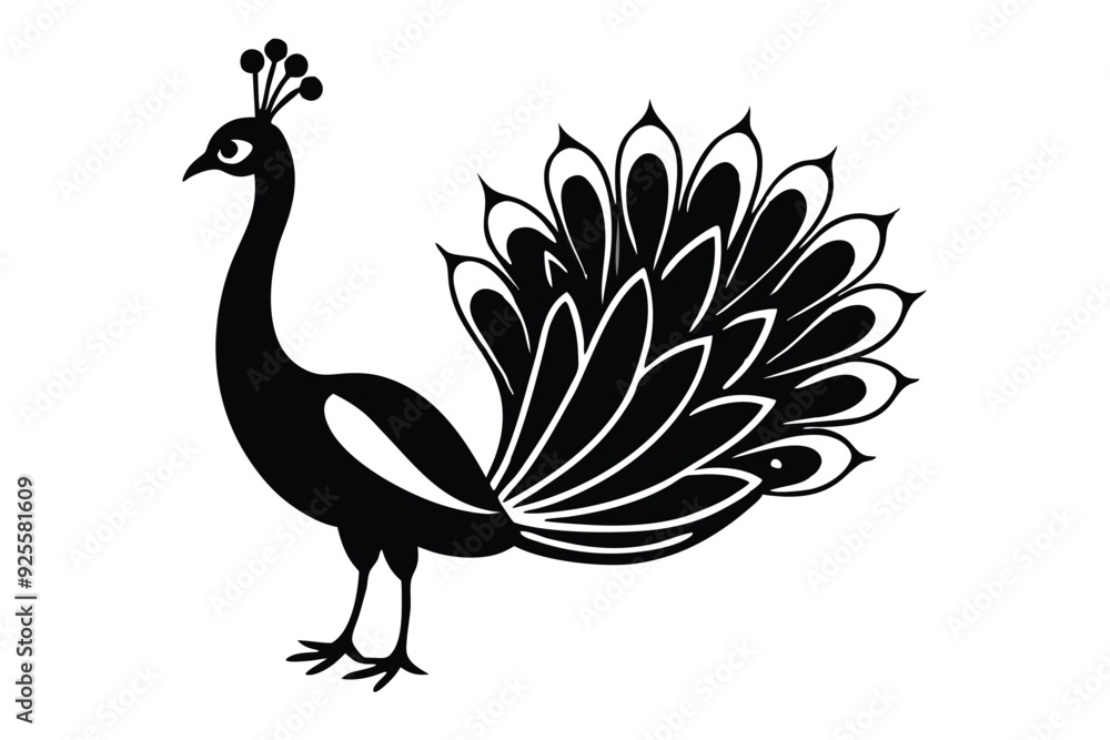 Fototapeta premium peacock style rangoli design vector silhouette 