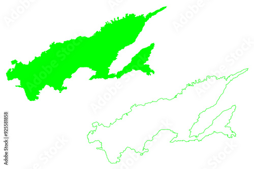 Vanua Levu island (Melanesia, Republic of Fiji) map vector illustration, scribble sketch Sandalwood Island map