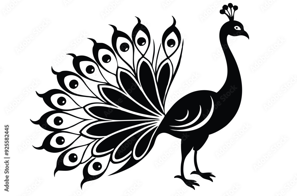 peacock style rangoli design vector silhouette peacock style rangoli design vector silhouette