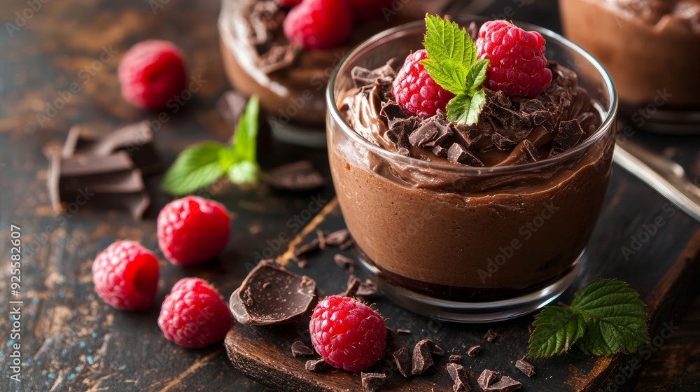 scrumptious raspberry-topped chocolate mousse scrumptious raspberry-topped chocolate mousse