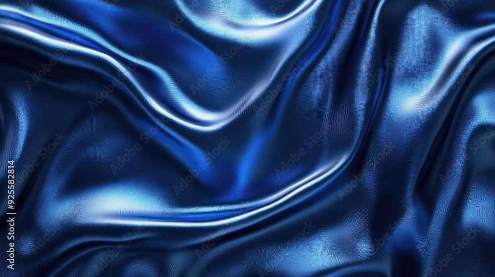 Dark blue soft satin fabric waves background design. Texture with smooth flowing patterns and light shiny effect Dark blue soft satin fabric waves background design. Texture with smooth flowing patterns and light shiny effect