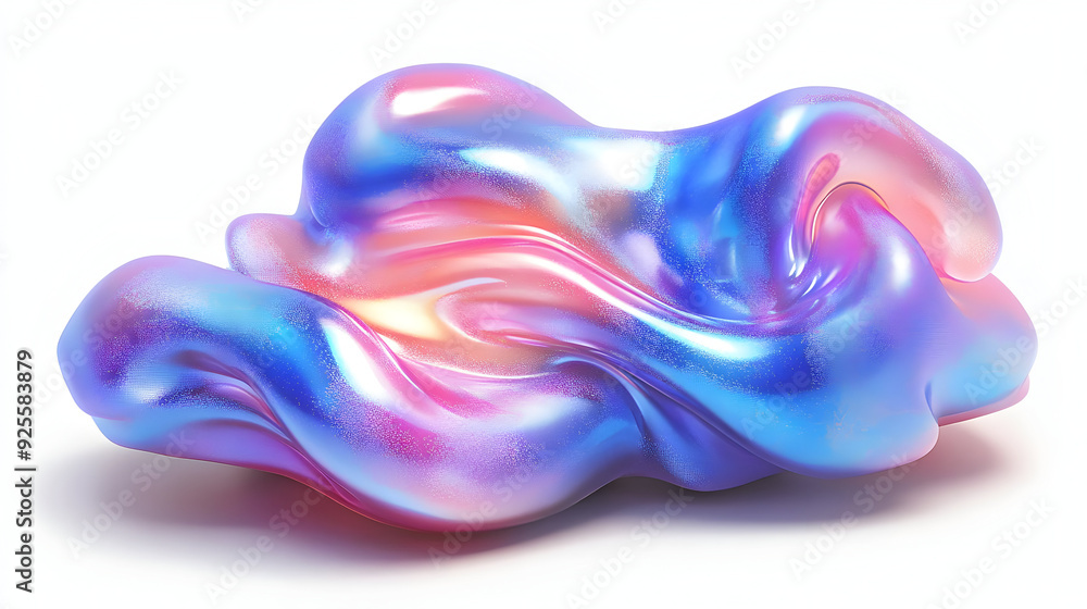 A colorful, shiny, abstract blob resembling a fluid form. A colorful, shiny, abstract blob resembling a fluid form.