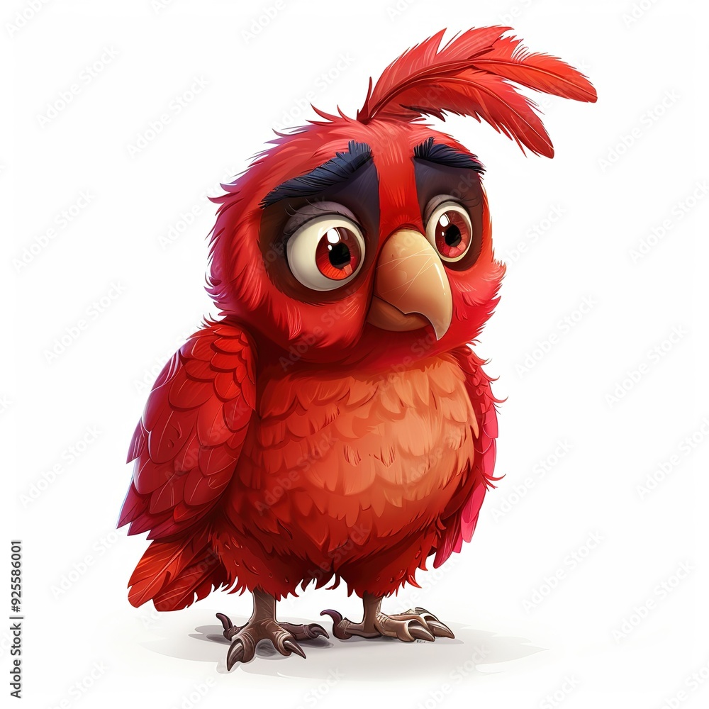 Fototapeta premium Cardinal Guilt emotion fantasy animal cartoon isolated whitebackground