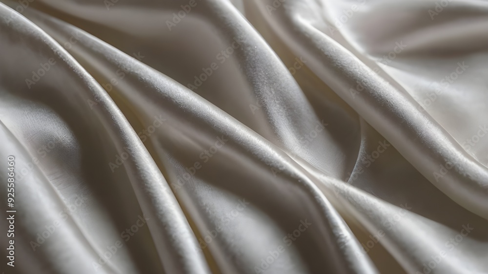 Obraz premium White rippled satin silk fabric. background texture