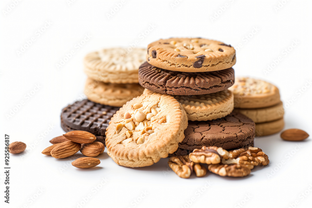 a stack of cookies on isolated white background a stack of cookies on isolated white background