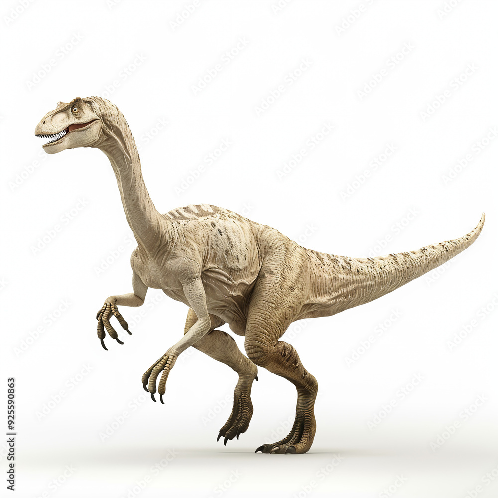 Obraz premium Velociraptor in Motion: A Prehistoric Predator’s Stride