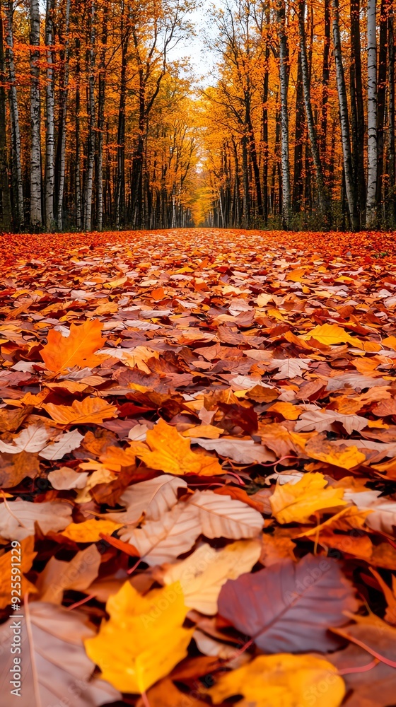 A tranquil path covered in vibrant autumn leaves, showcasing the beauty of fall with stunning orange and yellow hues. A tranquil path covered in vibrant autumn leaves, showcasing the beauty of fall with stunning orange and yellow hues.