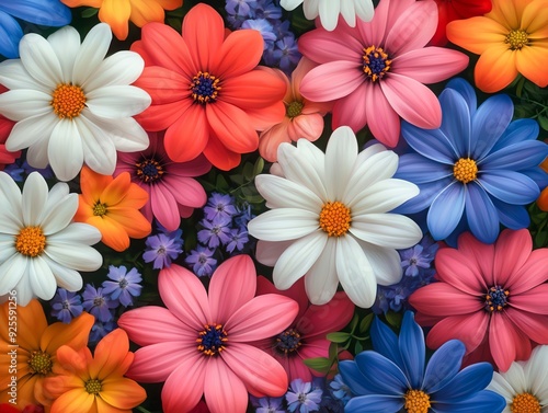 Wallpaper Mural A vibrant arrangement of colorful flowers showcasing a variety of shapes and hues, perfect for adding beauty to any design. Torontodigital.ca