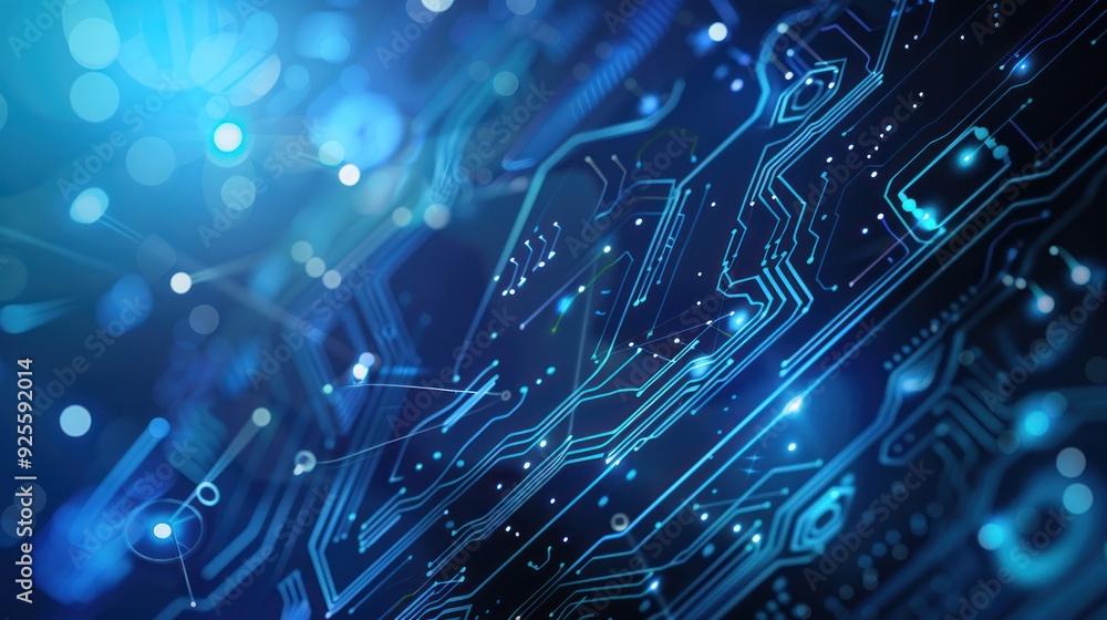 Fototapeta premium Abstract Blue Circuit Board Background