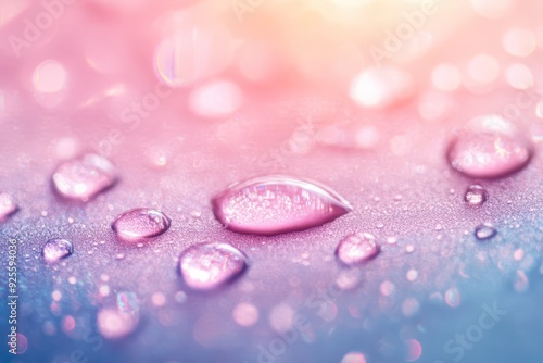 Water droplets on a colorful surface at dawn