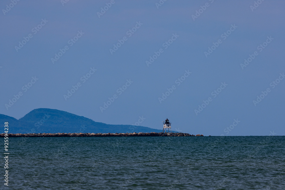 An old breakwater lighthouse along Great Lake Superior. An old breakwater lighthouse along Great Lake Superior.