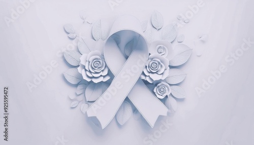 4k World Mental Health Day, white ribbon, paper style flourist photo