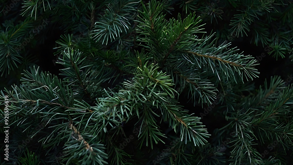 Pine leaves in dark theme, plants and nature conceptual background in green Pine leaves in dark theme, plants and nature conceptual background in green