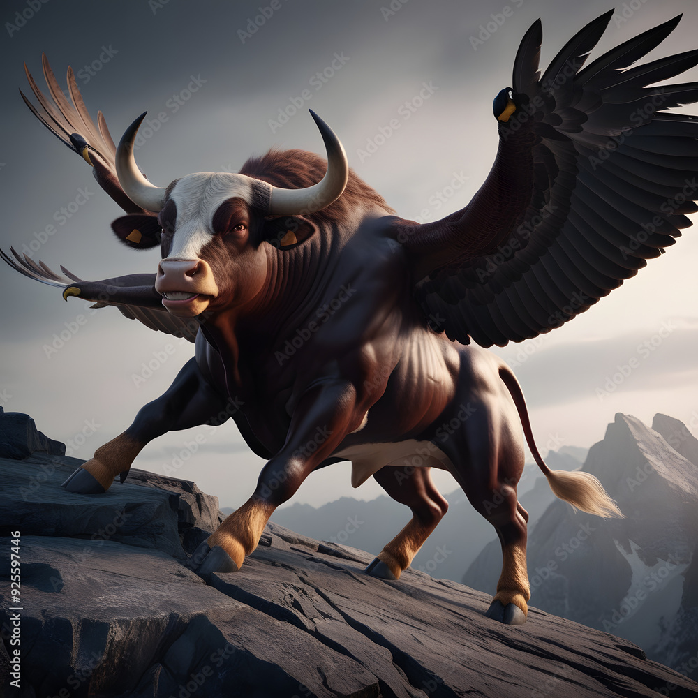 Fototapeta premium bull eagle , winged bull