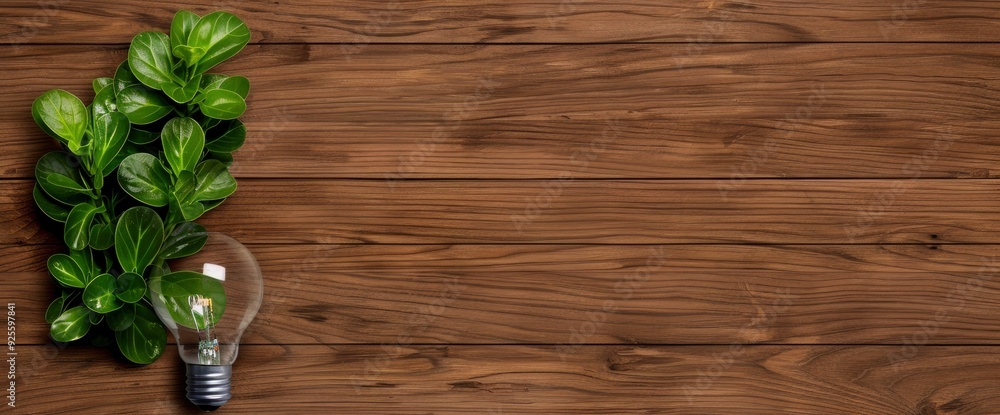 Flat Lay Of An Earth Bulb On A Wooden Table, Providing A Perfect Background For Environmental Themes And Messages Flat Lay Of An Earth Bulb On A Wooden Table, Providing A Perfect Background For Environmental Themes And Messages