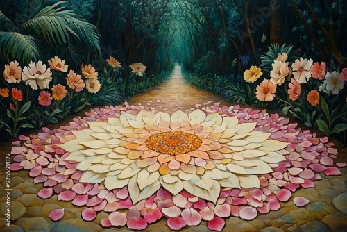 Mandala Garden Path Buddhism, Hinduism Religion Spiritual Symbol photo