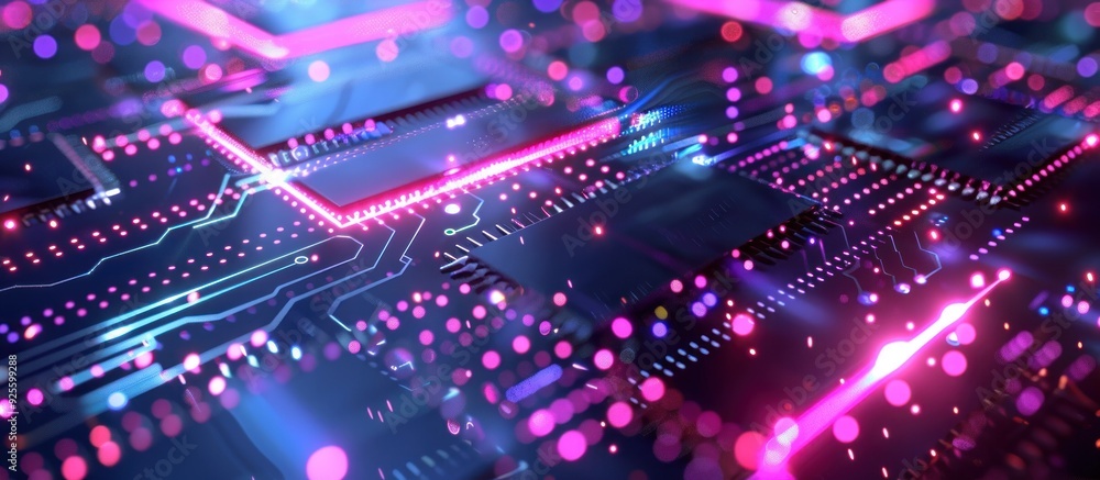 Obraz premium Circuit Board with Glowing Lights