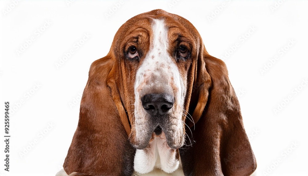 バセット・ハウンドのポートレート(Basset Hound portrait on white background)
バセット・ハウンドのポートレート(Basset Hound portrait on white background)