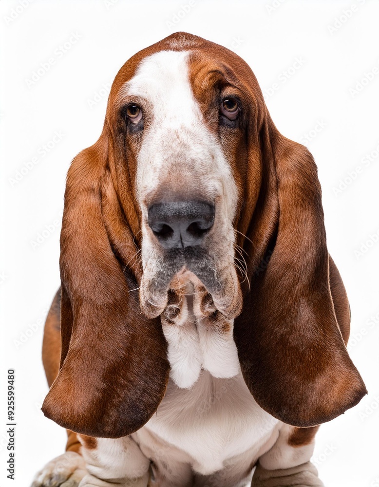 バセット・ハウンドのポートレート(Basset Hound portrait on white background)
バセット・ハウンドのポートレート(Basset Hound portrait on white background)