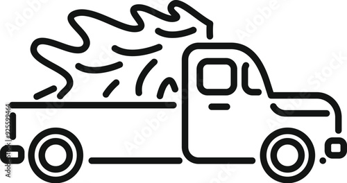 Simple line icon of a pickup truck carrying burning hay bales, representing a potential agricultural hazard