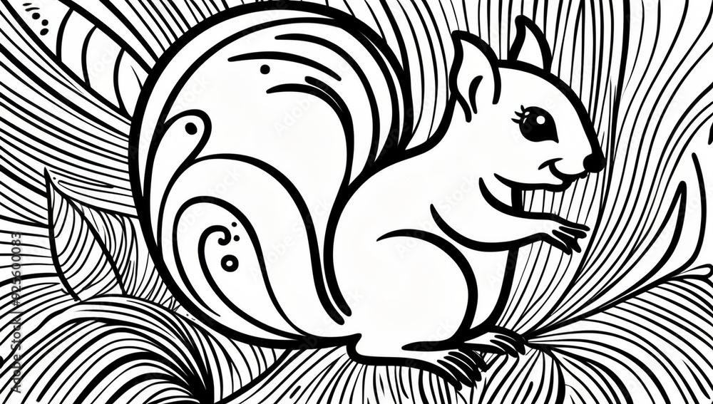 Obraz premium Coloring page cute squirrel