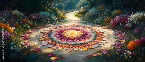 Mandala Garden Path Buddhism, Hinduism Religion Spiritual Symbol