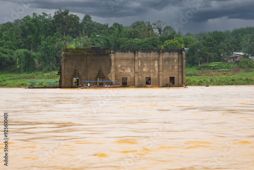 Beautiful landscape, underwater temple The water in the dam will flood the old Sangkhlaburi District including this temple. This ancient temple has been under water for about ten years. photo