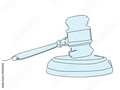 A minimalist illustration depicting a gavel on a stand, symbolizing the judicial system and legal proceedings.