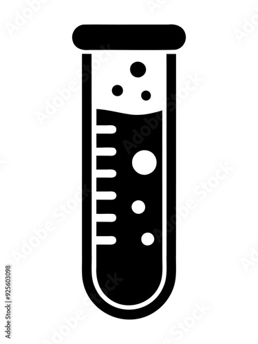 Black silhouette laboratory glassware test tube icon and vector illustration isolated on a white background