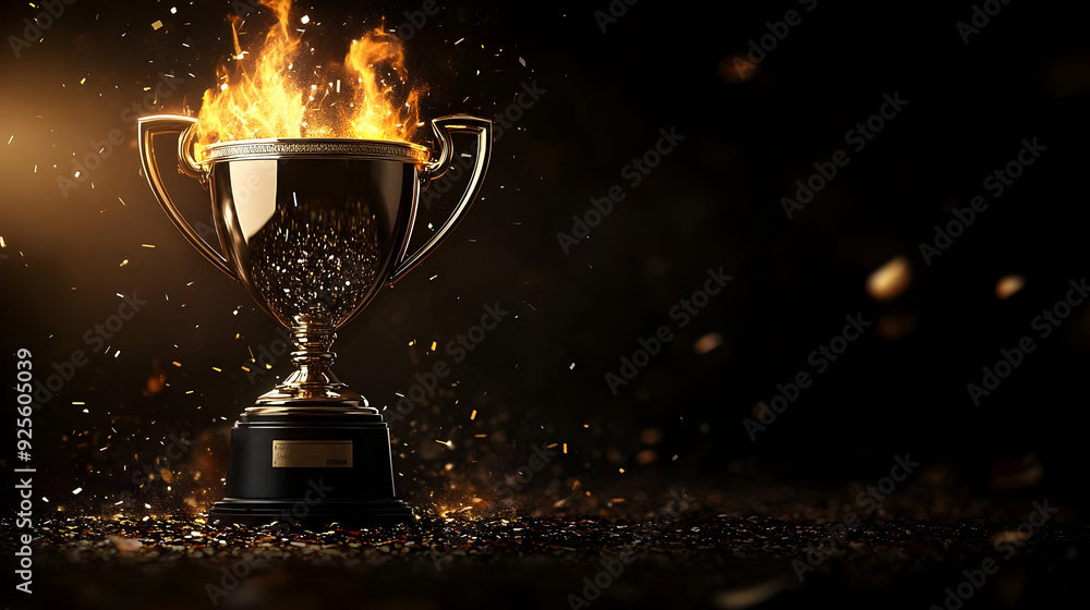 A trophy engulfed in flames, symbolizing victory and achievement. A trophy engulfed in flames, symbolizing victory and achievement.