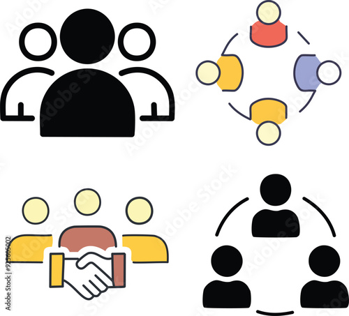 social network icons people cooperate together