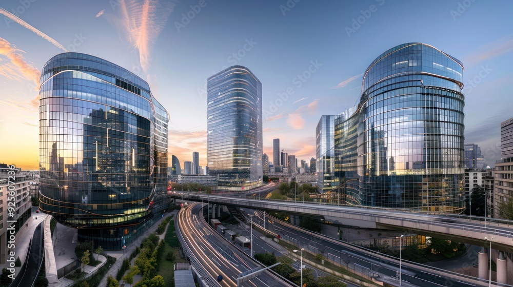 Modern Architecture at Sunset in Paris Modern Architecture at Sunset in Paris